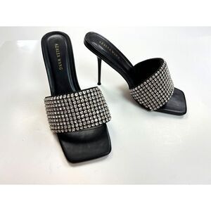 Azalea Wang Akira Timmer‎ Black Heels Women 8.5 NWOB Square toe Rhinestone